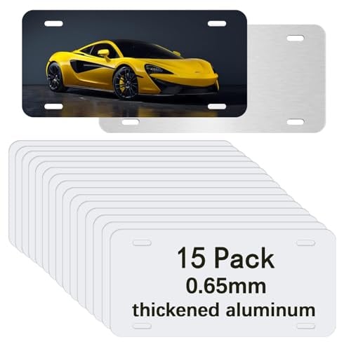 15 Pack Sublimation License Plate Blanks,Metal Aluminum car Tag White,Thermal Transfer DIY Custom Picture Design for Blank License Plates