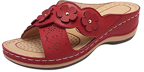 Susenstone Sandales Orthopédiques Hallux Valgus Sandales Sport Et D'ExtéRie Claquette Femme éTé Chaussure Femme Confortable Chaussures De Loisirs LéGèRes Orthopedique Souple Sandale 39 EU 04 Rouge