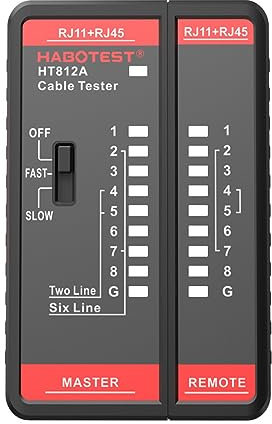 CENPEK Tester Per Cavi Di Rete Rilevatore Passante Per Cavi Di Rete Telefonica Con Testina Di Cristallo 2 In 1 Per Cavo Lan 8P/6P/4P/2P E Cavo Telefonico Rj11 E Rj45