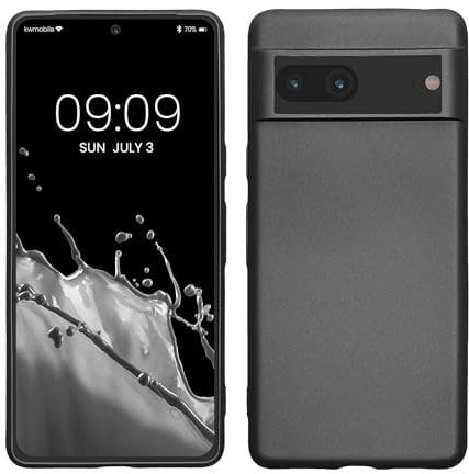 kwmobile Case kompatibel mit Google Pixel 7 Hülle - Schutzhülle aus Silikon metallisch schimmernd - Handyhülle Metallic Grau