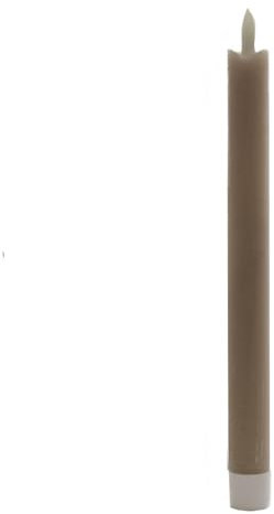B & S LED Echtwachs Stabkerze 24.5 cm mit Flackereffekt und Timer taupe