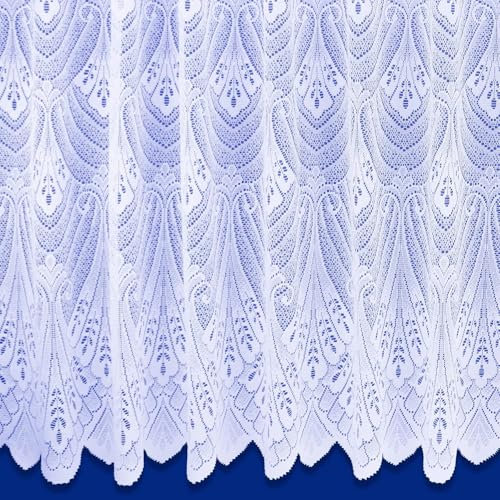 Maple Textiles White Net Curtain in Luxury Cotton Look sold by the metre Cutvto Width for Windows Patio Doors (40(101cm) Drop)