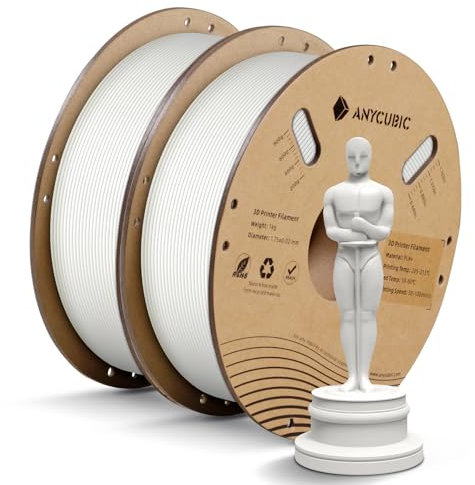 ANYCUBIC PLA+ Filament 1.75mm Weiß, PLA Plus 3D Drucker Filament 2kg, Maßgenauigkeit +/-0,02mm, Hohe Zähigkeit und Präzision -3D-Druckmaterialien, Intelligente Identifikation