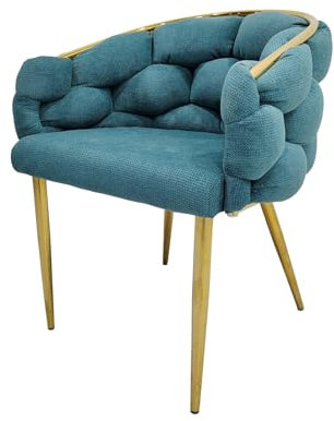 HTI living Stuhl Alsen Gold Design Polsterstuhl goldenes Metallgestell Petrol