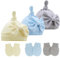 VUCDXOP Neugeborenes Babymütze und Baby Handschuhe Set, Baumwolle Mütze Babymütze und Handschuhe Set Niedlichen Bogen Baumwolle Beanie Hut Unisex Kleinkind Turban Hut für Baby 0-3 Monate, 3er-Pack