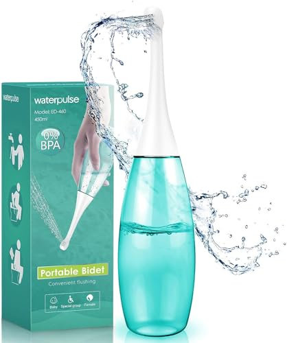 Bidé portátil de 450 ml, ducha portátil con 2 boquillas