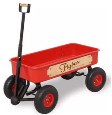 Flybar Classic Wagon for Kids, Toddler - Quad Steering System, Easy Assembly, Adjustable, Folding Handle, Rust Resistance, Durable 10 inch Air-Filled Tires, Extra Deep Beach Cart, Up to 165 lbs,3+ Red