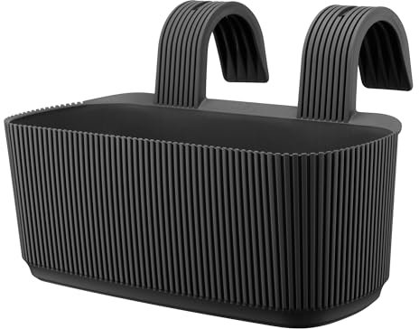 VERDENIA PERA Blumentopf Hängend – Stilvolle Blumenpräsentationslösung für den Außenbereich – Robuster Blumentopf aus Kunststoff – Beständig gegen äußere Einflüsse – 29x19x21cm – Anthrazit