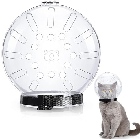 Atmungsaktiver Katzen Maulkorb,Transparenter Astronauten Helm, Verstellbarer Maulkorb für Kätzchen,Beißschutz Für Haustiere - Verhindert Lecken, Beißen, Kauen