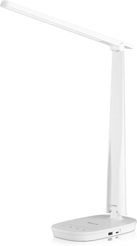 Honeywell lampada da scrivania con porta di ricarica USB - Sunturalux™ H2 dimmerabile Eye Caring LED lampada da tavolo, pieghevole Porlampada da tavoloada da comodino per casa ufficio camera bianco