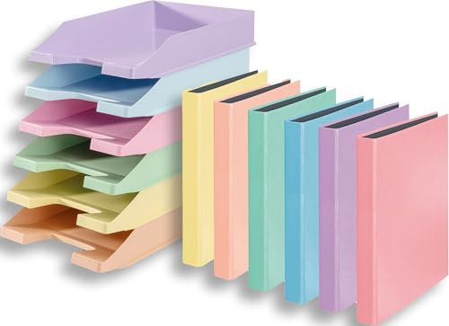 Papiertiger Karton Ringbuch (Ringbuch | Bundle mit Ablagen, Pastell sortiert, 6er Pack)