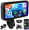CAMECHO Motorrad Carplay & Android Auto für Motorcycle, Tragbares Carplay Display mit 1080P Dashcam Vorne Hinten, 6,25 Zoll IP67 wasserdichte mit Dual-Bluetooth Siri WiFi APP-Steuerung für Motorräder