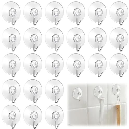 GOCUODE 24 pezzi Gancio a Ventosa,Ganci Trasparenti per Finestre,Ganci da Parete con Ventosa di Aspirazione,per Finestre, Bagno e Cucina (Trasparente)
