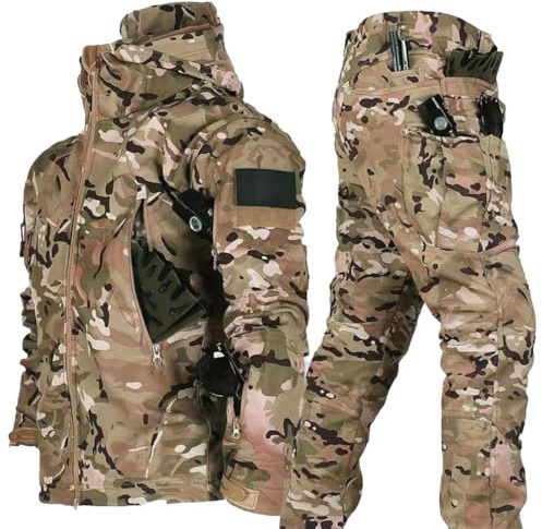 Gvqng Taktischer Anzug, Taktische Jacke Und Hose FüR Herren, wasserdichte Armee-Kampfanzug-Sets, Taktische Tarnkleidung FüR Die Jagd, Kampfjacke Und -Hose FüR Herren,01,XXL