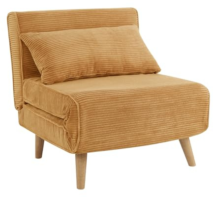 Home Detail Sofa Bed Single Chair Fold Out Sofa Bed into Single Bed, Fabric Armchair Sleeper Chair Chaise Pull Out (Gold Cord)