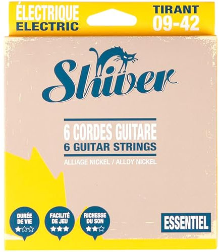 Shiver 6 Corde elettriche Essentiel 09-42: Corde per chitarra elettrica che offrono grande facilità di gioco, tono caldo e lunga durata