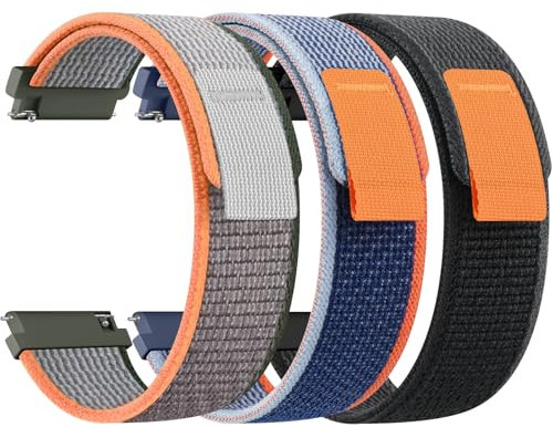 Mugust 3 Stück Nylon Uhrenarmband 22mm Armband mit Schnellverschluss, Klettverschluss und Schnellverstellung Uhrenarmbänder, Universelles 22mm Ersatzarmband für Smartwatch Uhr Armbänder
