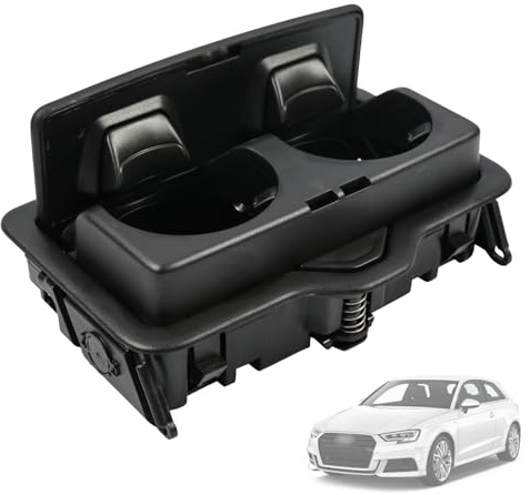 Promrmr Center Console Cup Holder Stable 4M0885995A Compatible with Audi A3 Q2 Q3 Q5 Q7 SQ7 Q8 2016-, Rear Seat Armrest Cup Holder, Black