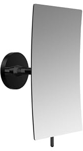 Calmwaters Rasierspiegel/Kosmetikspiegel, Wandspiegel, 3-fache Vergrößerung, schwarz, eckig, einseitige Spiegelfläche, Kristallglas, Metallhalterung, 132x208x104 mm, 80BS6241