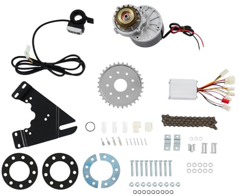 TTISJHK E-Bike Umrüstsatz 24V 250W mit Bürstenmotor & Controller, Elektrofahrrad Umbausatz mit Kettenrad, Daumengas & Zubehör, Elektro Fahrrad Umbausatz für MTB, Citybike & DIY Projekt