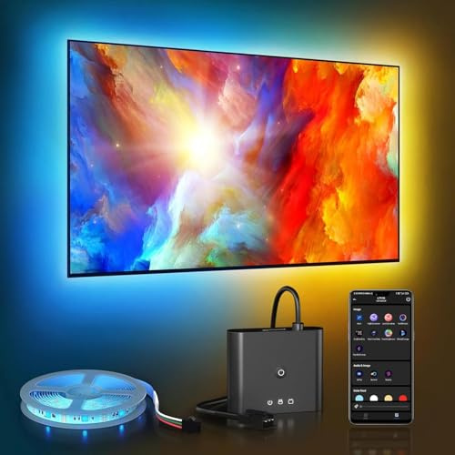 GWANRU LED Lights for TV Sync with HDMI Box, 16.4ft TV LED Backlight Strips, 4K @ 30Hz RGBIC Strip Light for 55-75 inch,App Control