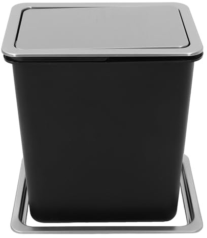 Poubelle Cuisine Encastrable avec Couvercle Intégré, Acier Inoxydable Noir | Couvercle Rabattable Silencieux, Design Encastré au Comptoir, Prévention des Odeurs, pour Cabinet et Bureau