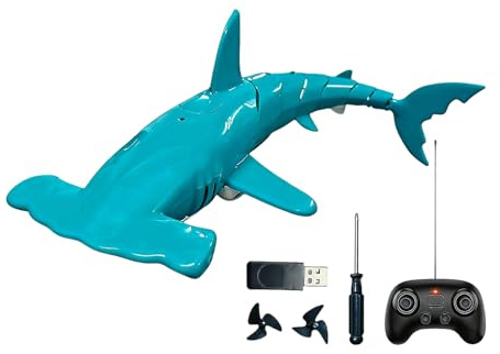 Radio-Controlled Shark, 2.4 GHz Radio-Controlled Boat with Rechargeable Underwater Simulation – Remote Control Underwater Shark | for Bathtub Gift Birthday Christmas Children 6+ Years
