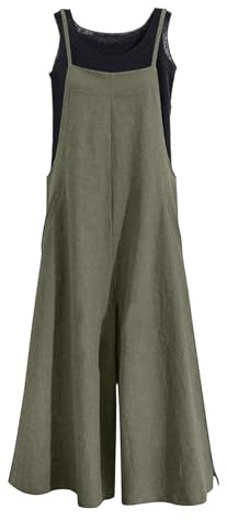 Damen Latzhose Lässiger Trägerhose Weites Bein Sommerhose Oversized Freizeithose Loose Boho Hose Baggy Jumpsuit Ärmellos Overall Frühling Sommer Outfit Mit Taschen