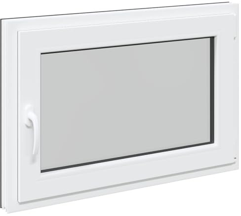 Ventana de sótano RISOR 90 x 60 cm antracita PVC y cristal con función de inclinación y giro, marco de 5 cámaras, protección térmica y aislamiento acústico para sótano e interior