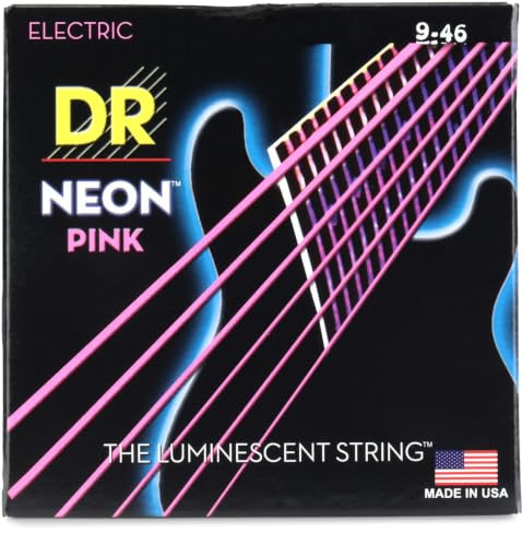 DR Strings Hi-Def Neon Pink NPE-9/46 – E-Gitarre Light/Medium 9-46 | UV- & Schwarzlicht-Effekt, K3-Beschichtung, Lange Haltbarkeit, Klarer Klang, Hex Core, Silver Plated Steel