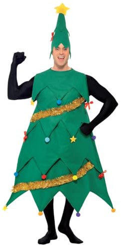 Smiffys Kostüm Weihnachtsbaum, Grün, mit Tunika und Hut, Deluxe Halloween