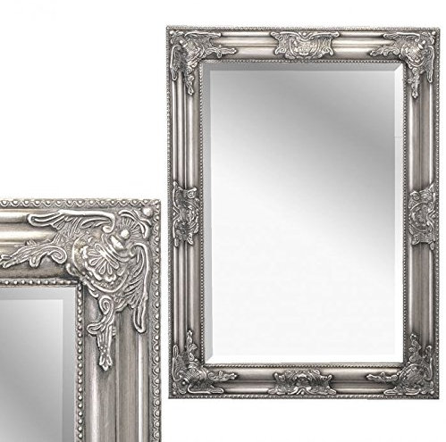 LEBENSwohnART WANDSPIEGEL Silber ANTIK BAROCK Design Spiegel POMPÖS HOLZRAHMEN Bessa 80x60cm Frisierspiegel Schminkspiegel