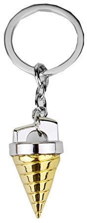 Metal drill-hole keyring in golden color