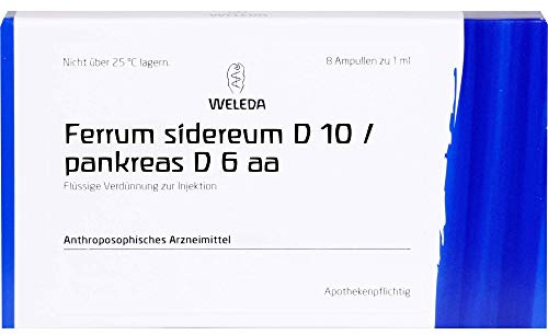 WELEDA Ferrum sidereum D10 / Pankreas D6 aa flüssige Verdünnung, 8 St. Ampullen