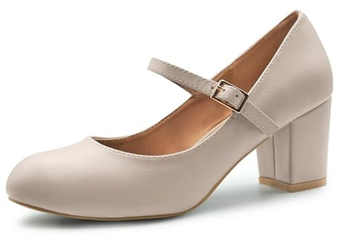 Womens Ladies MID Block Heel Mary Jane Office Work Formal Strap Dolly Shoes Size