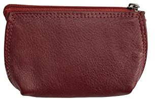 Josephine Osthoff - Schlüsseltui MAXX Schlüsseltasche Münztasche in Leder Echtleder mit Kreditkarten-RFID-Schutz Doppelnaht 1 Außentasche 1 Kartenfach 1 Schlüsselfach mit 2 Ringen, Farbe:Bordeaux