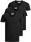 JACK & JONES - Camiseta básica para hombre, cuello de pico, paquete de 3 unidades, color liso, corte ajustado, en blanco, negro, azul y gris, Negro , XXL