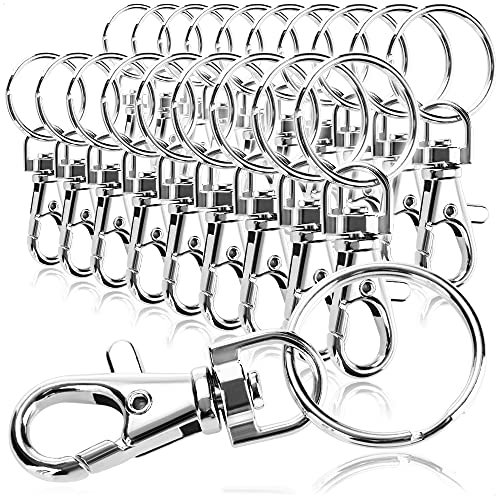 COM-FOUR® 20x snap hook with key ring - snap hook with swivel joint for key ring - 55 mm (20 piece)