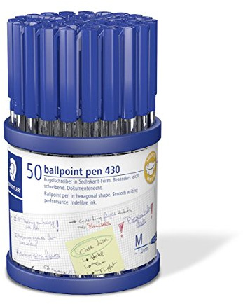 Staedtler Stick 430 M3CP50 TH Medium Ballpoint Pen - Blue