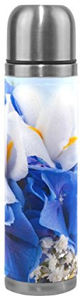 Eslifey Iris Earth Bouteille d'eau isotherme en acier inoxydable avec fleurs blanches et bleues
