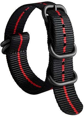 Uhrenarmband Nylon Dickes G10 Premium Ballistisches Armband Mehrfarbige Bänder für Herren Damen 18mm 20mm 22mm 24mm mit Silber/Schwarz Edelstahl Schnalle