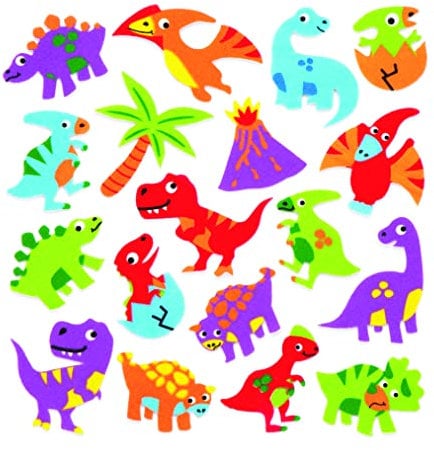 Baker Ross Moosgummi-Aufkleber „Dinosaurier“ (120 Stück) – lustige Moosgummi-Aufkleber mit Dinos für Collagen und Bastelarbeiten, Bastelmaterial für Schultüten 3 cm - 4.5 cm
