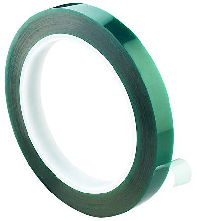 TOOLSTAR Hitzebeständiges Klebeband, 10 mm x 33 m, hochtemperaturbeständiges Klebeband, selbstklebendes PET, grünes Polyimid-Abdeckband für Wärmeübertragung, 3D-Drucker (1 Stück)