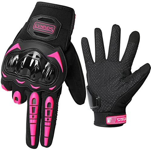 LVNRIDS Gants de Moto, Gants à Écran Tactile Plein Doigt pour Hommes et Femmes pour la Course de Moto, Escalade, Chasse, Motocross Rose XXL