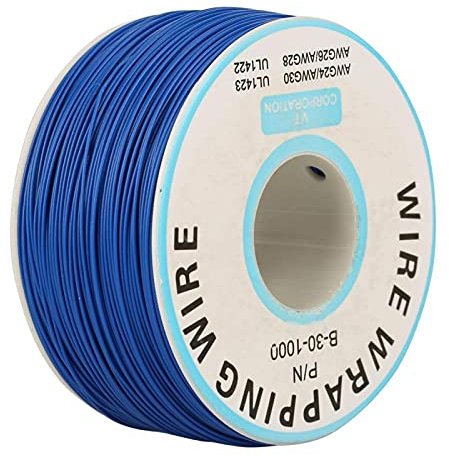 Cable de cobre, alambre de envoltura 30Awg 30AWG, cable de cobre estañado Cable de 0,25 mm de diámetro del núcleo para la placa de pruebas electrónica del ordenador(blue)
