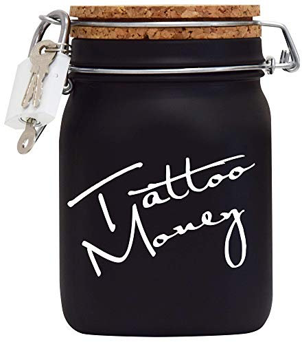 Spardose Tattoo Money Weiss Geld Geschenk Idee Schwarz L