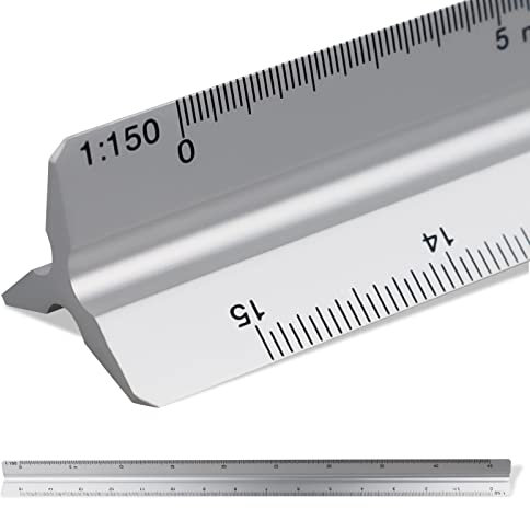 Righello 30 cm, Scalimetro Triangolare (1 taglie + argento)