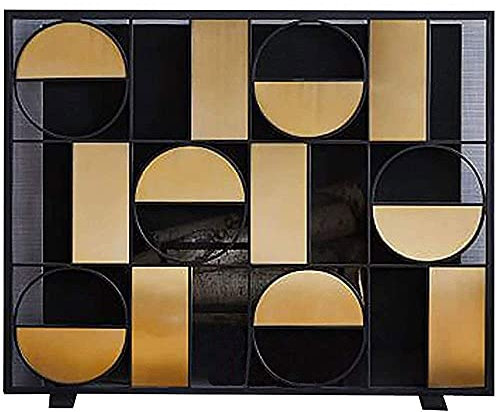 ksamwjf Sturdy Simple Steel Mesh Fireplace Screen Modern Wrought Iron Fireplace Screen Gate Geometric Design, 31inch Tall Chimney fire Screen Indoor O