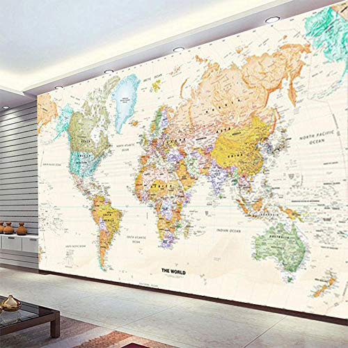 Custom Any Size Mural Wallpaper 3D Stereo World Map Fresco Living Room Office Study Interior Decor Wallpaper 200Cm(W)×140Cm(H)
