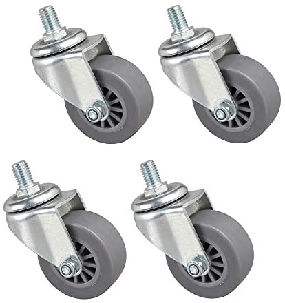 4 Möbelrollen Gewinde M10 Lenkrollen 50mm 2'' für Bürostuhl Schwerlast 140kg TPE-Gummi Still Universalrollen für Regal Krippe Wagen Tisch